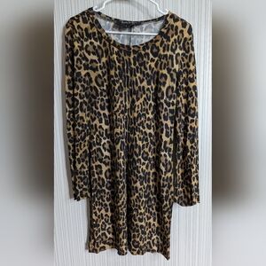 Nicole Miller Collection Leopard Print Long Sleeve Women's Dress Size Small